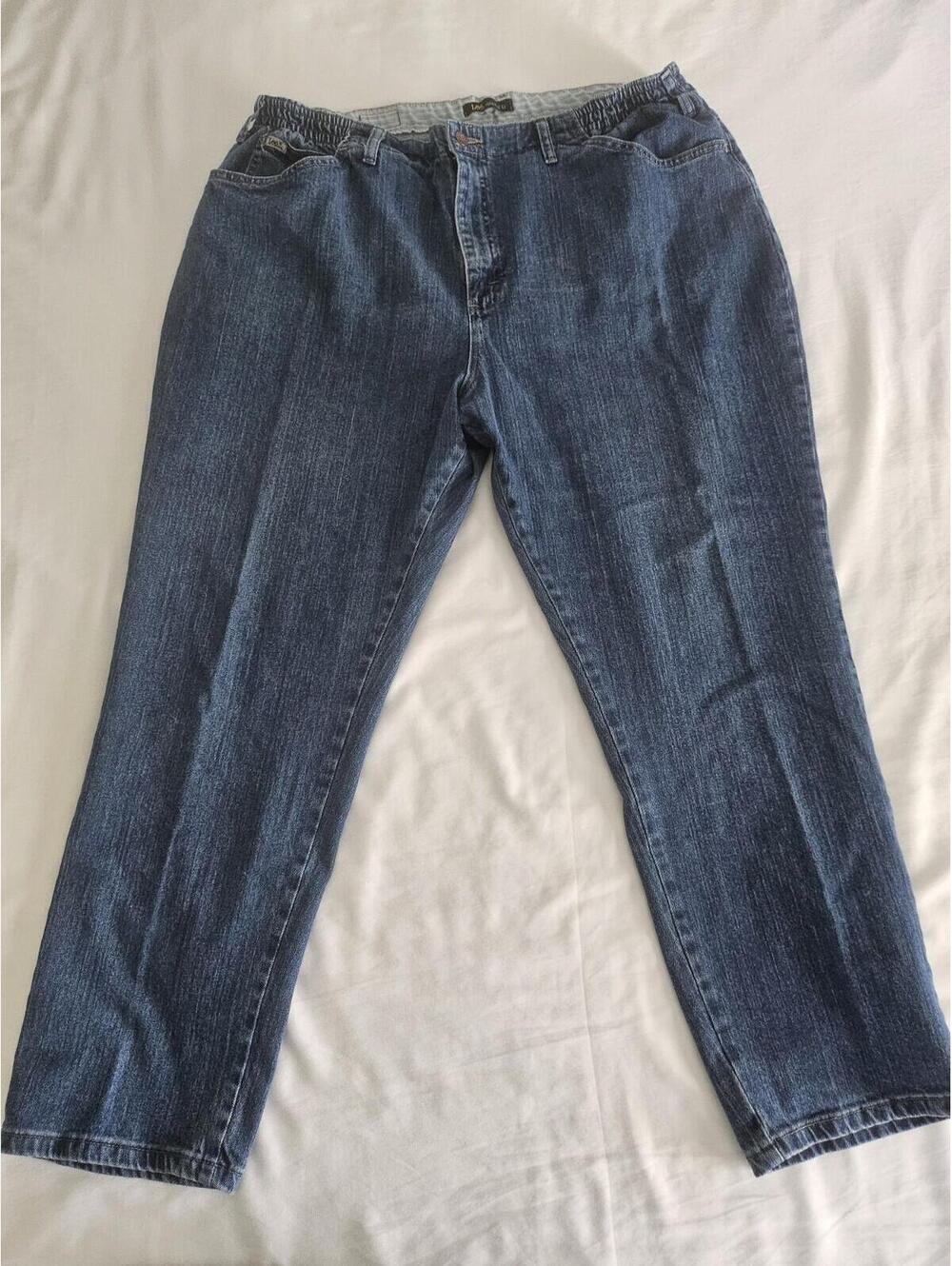 Lee‎ Denim Jeans Side Elastic Waist Women's Size 24W Medium Relaxed Fit